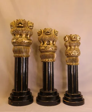 Black & Golden Wooden Ashok Stambh – Symbol of Indian Pride