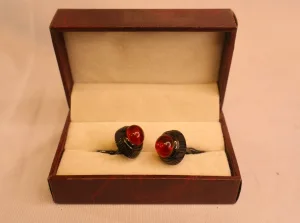 Ruby Silver Ribbed Cufflinks