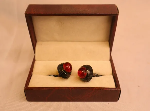Ruby Silver Ribbed Cufflinks