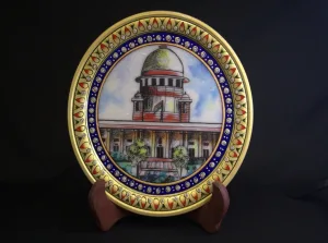 Supreme Court Round Marble Plate with Stand