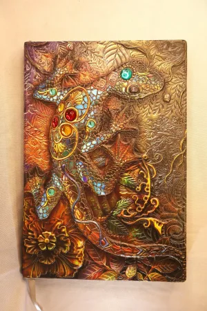 Jeweled Gecko Embossed Diary — Luxury Mosaic Notebook
