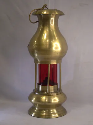 Antique Brass Miners Safety Lamp Type6 MQ Eccles Red