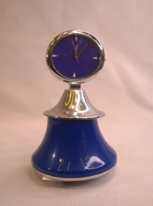 Blue Bell Table Clock — Small Desk Clock with Chrome Accent
