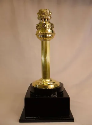 Brass Ashok Stambh on Black Wooden Base