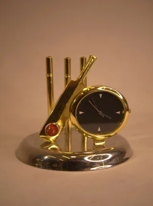 Cricket Desk Clock — Bat & Stumps Table Clock