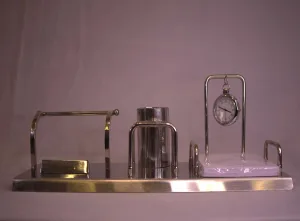 Desk Mobile & Pen Stand with Hanging Clock — Executive Phone Holder & Organizer