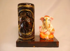 Ganesh idol wooden pen stand