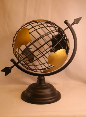 Metallic Globe with Arrow Stand