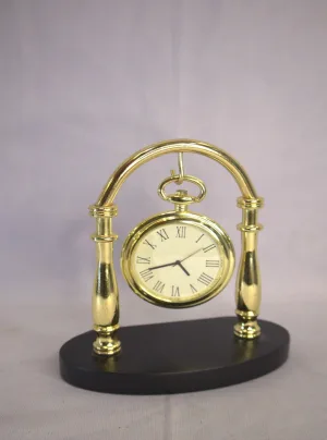Gold Hanging Pocket-Style Desk Clock — Elegant Arch Stand & Base