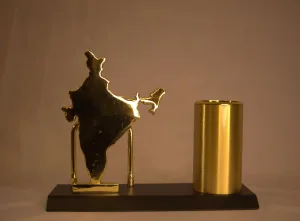 Gold Map of India Pen Stand