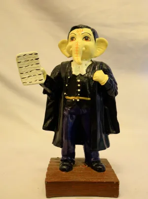 Ganesha (Ganpati) figurine wearing a black judicial coat