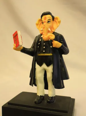 Ganesha (Ganpati) figurine in black judicial robe holding Constitution