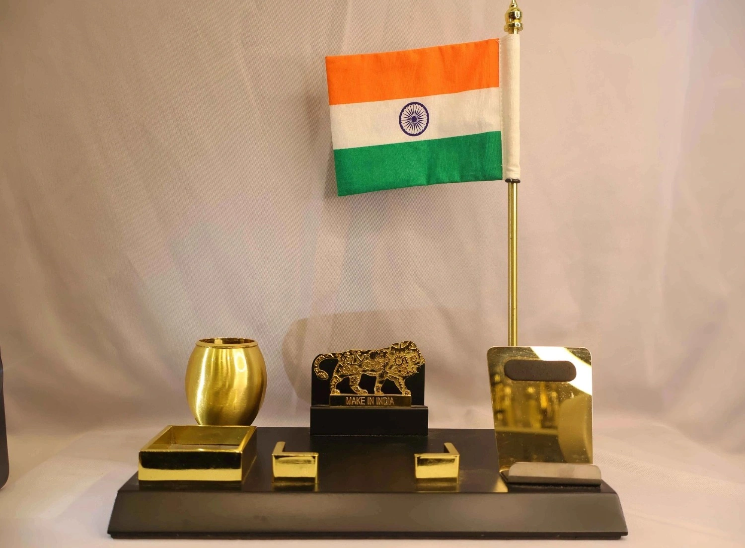 Indian Flag Desk Organizer with Make in India Emblem Indian Flag Desk Organizer with Make in India Emblem