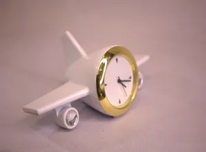 Mini White Airplane Clock