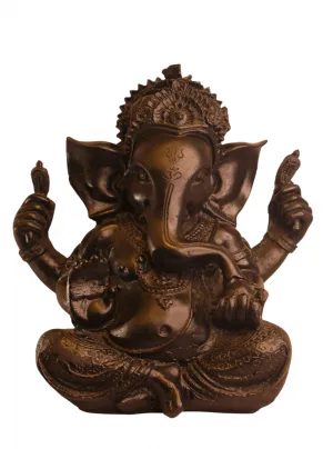 Antique-Style Dark Bronze Ganpati Statue — Ganesha