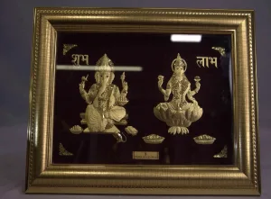 Pure gold Lakshmi Ganesha photo frame