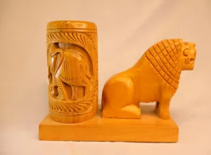 Royal Lion Wooden Pen Stand