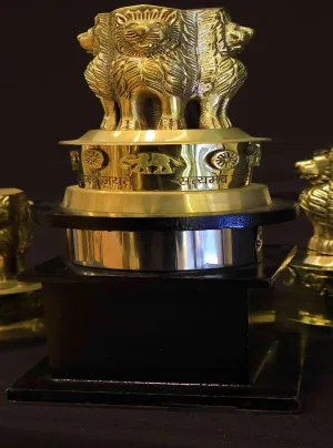 Brass Ashok Stambh Wooden Base