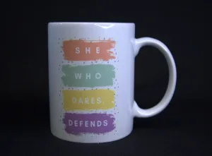 She Who Dares Defends Mug Lawyer Coffee Cup