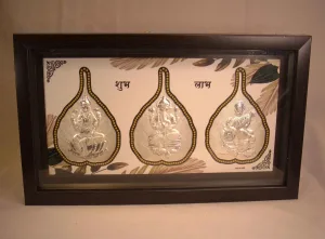 Silver Lakshmi Ganesha Saraswati photo frame