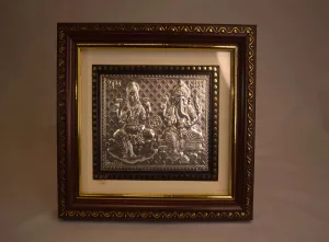 Silver Lakshmi Ganesha wooden photo frame