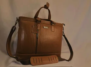 Tan Pebbled Leather Messenger — Adjustable Shoulder Strap