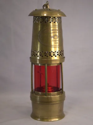 The Canny Lamp Brass Miners Safety Lamp with Red Glass England 1839 Design