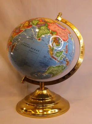 World Globe with Golden Stand