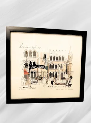 Bombay High Court Framed Sketch Print — Oval Maidan Mumbai Wall Art