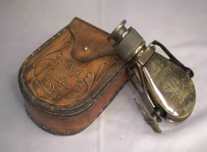 Antique Folding Monocular Telescope — Brass Pocket Spyglass with Leather Case