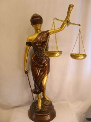 Blindfolded Lady Justice Brass Statue