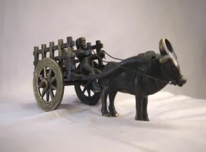 Bullock Cart Sculpture — Vintage Brass Cart Miniature for Home Décor