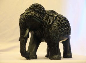 Carved Elephant Statue — Antique-Finish Decorative Figurine