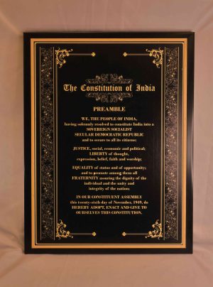 Constitution of India Preamble — Black & Gold Frame