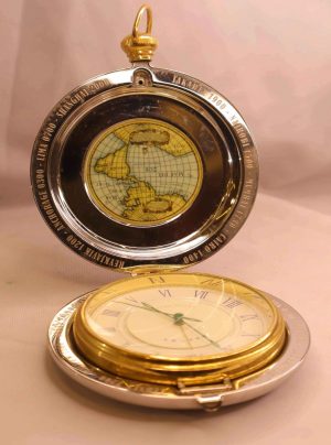 Delvey Vintage Clock - Compass Map Pocket Timepiece