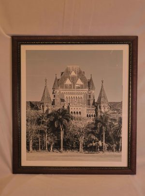 Framed Bombay High Court Print (B&W)— Espresso Wood Frame with Gold Trim
