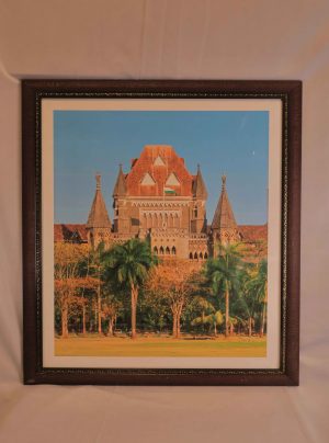 Framed Bombay High Court Print — Espresso Wood Frame with Gold Trim