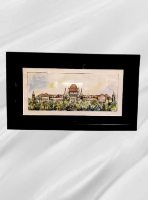 Framed Canvas Sketch — Bombay High Court Panoramic Art