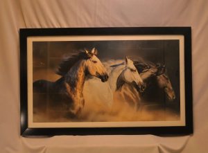 Galloping Trio — Black Wood Frame with Cream Mat
