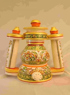 Hand-Painted Marble Lantern Lamp | LED Decorative Table Lamp