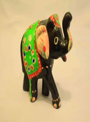 Hand-Painted Elephant Figurine — Folk Art Home Décor