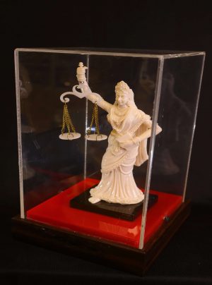Lady Justice Figurine in Display Case