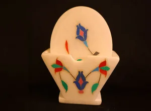 Marble Inlay Coaster Set with Holder