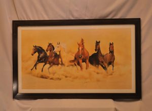 Running Horses — Espresso Wood Frame