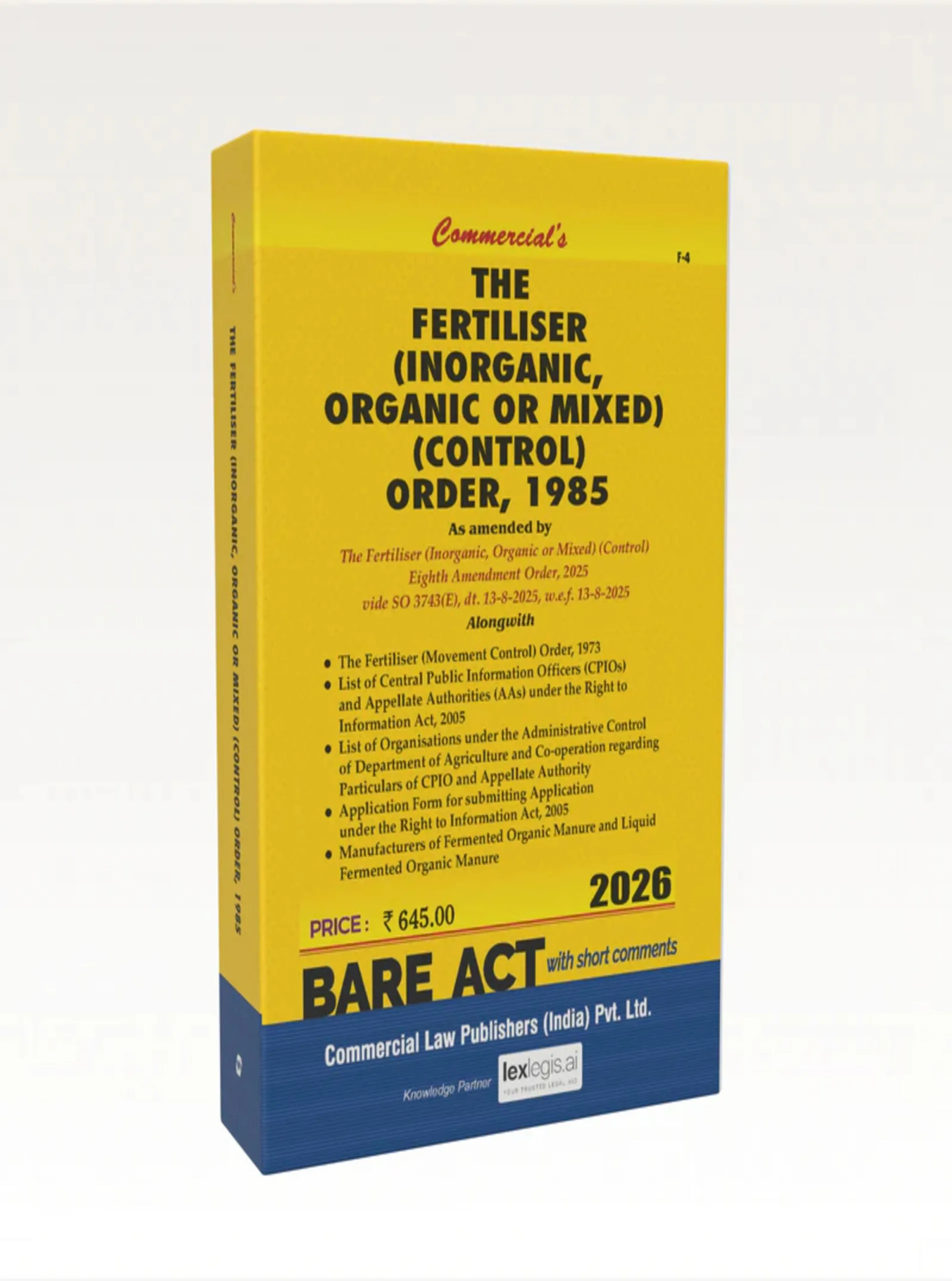 The fertiliser inorganic organic or mixed control order 1985
