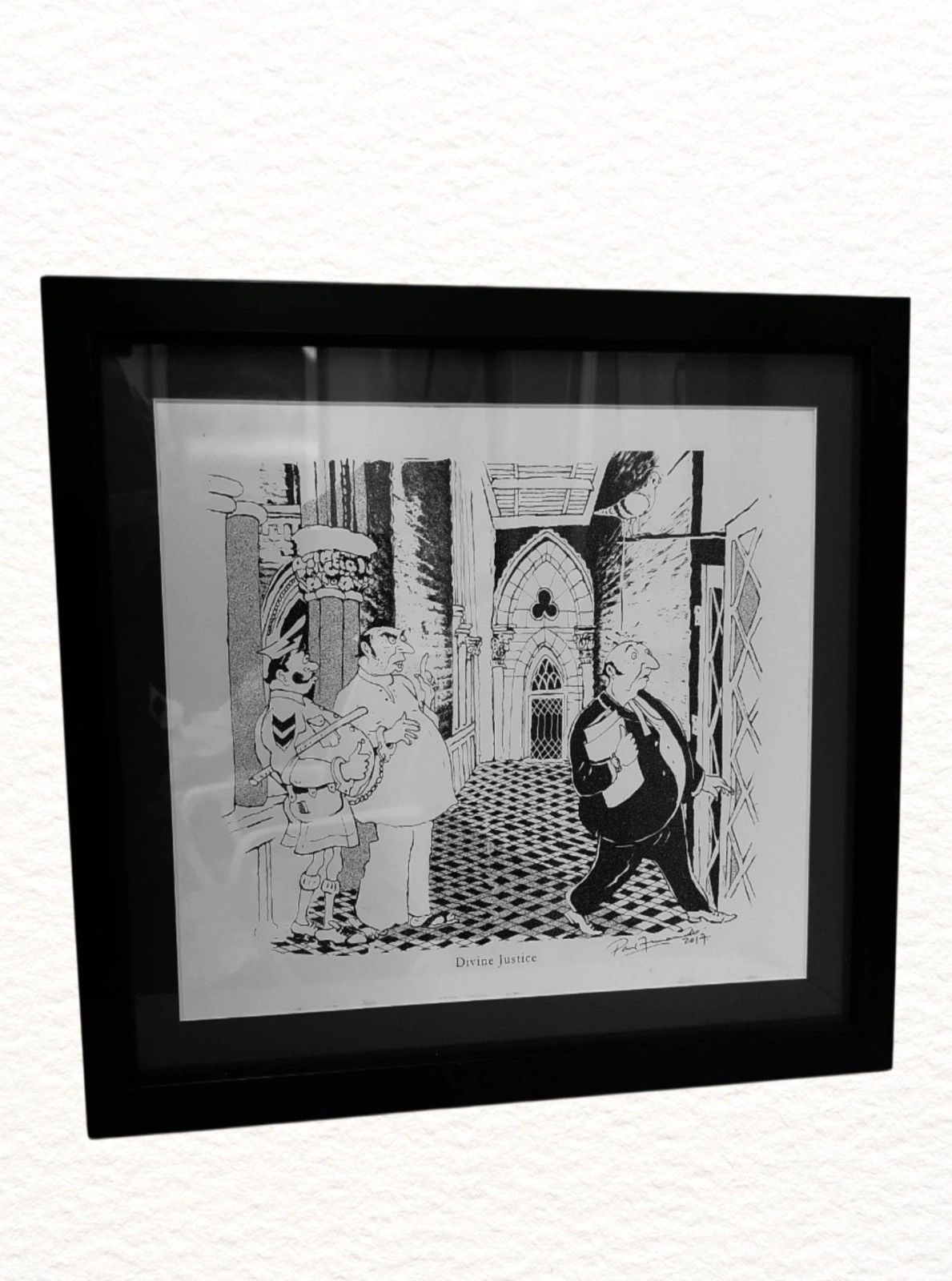 “Divine Justice” Cartoon Print — Legal & Religious Satire “Divine Justice” Cartoon Print — Legal & Religious Satire