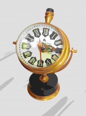 Antique Brass Compass on Rotating Gimbal Stand — Nautical Décor