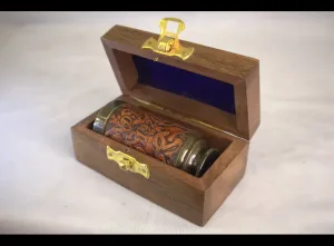 Vintage Pocket Telescope with Leather-Grain Barrel