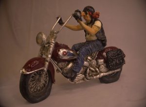 Vintage Biker - Hand Painted Motorcycle Statue