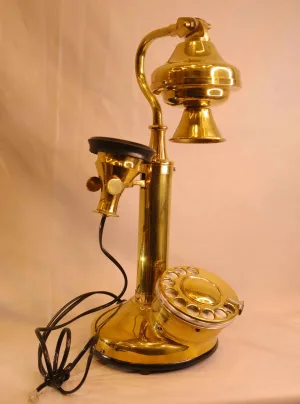 Vintage Brass Candlestick Telephone — Retro Rotary-Style Phone